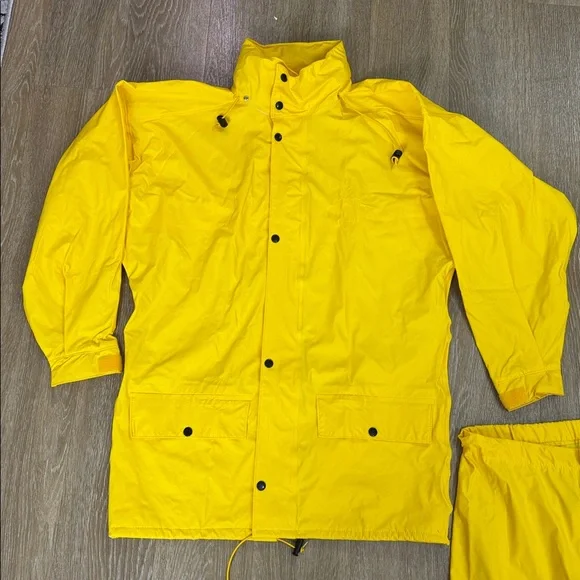 Helly Hansen PU Yellow Rain Suit Set Jacket & Pants Waterproof Fisherman Sailing - Picture 3 of 12